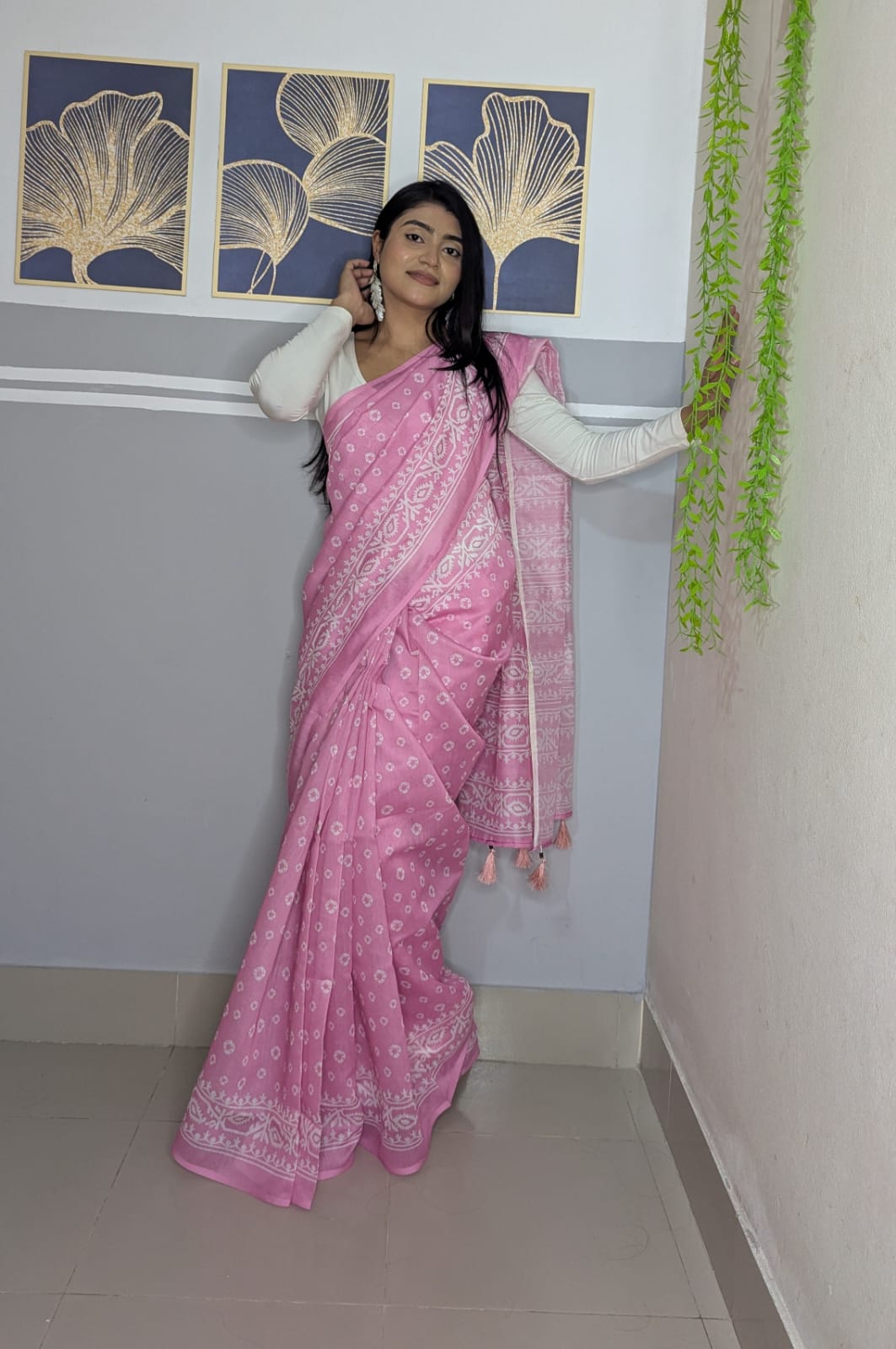 jamdani print saree