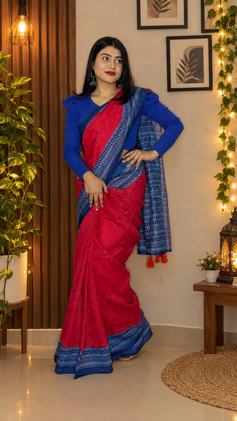 আজরাখ বা হ্যান্ড ব্লক প্রিন্ট শাড়ি